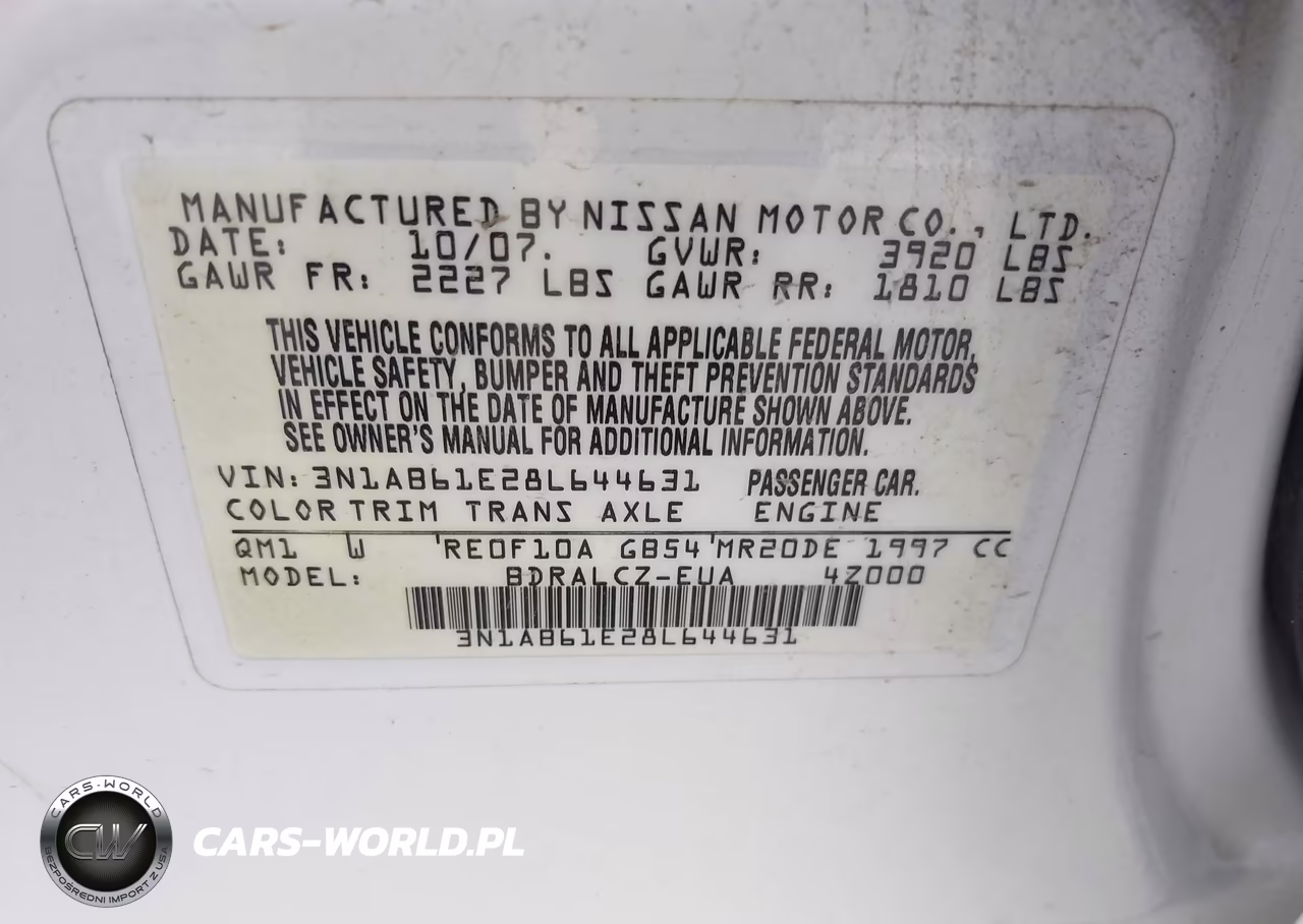 2008 Nissan Sentra 2.0 VIN:3N1AB61E28L644631 - 9