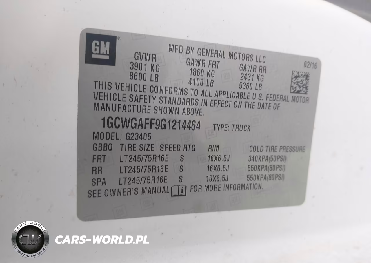 2016 Chevrolet Express 2500 Work Van VIN:1GCWGAFF9G1214464 - 9