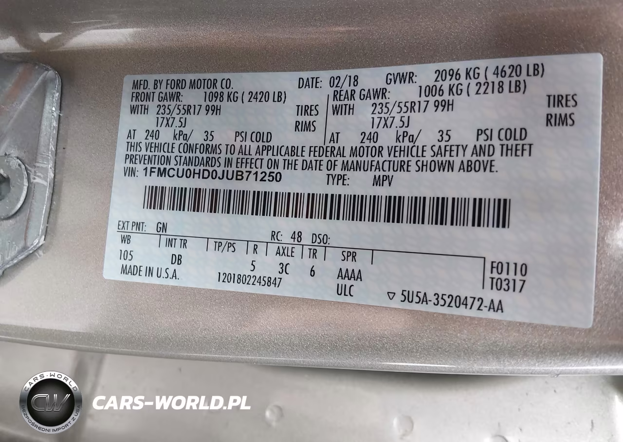 2018 Ford Escape Sel VIN:1FMCU0HD0JUB71250 - 9