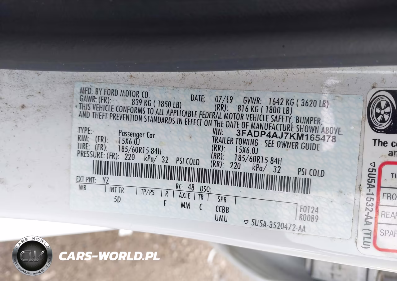 2019 Ford Fiesta S VIN:3FADP4AJ7KM165478 - 9