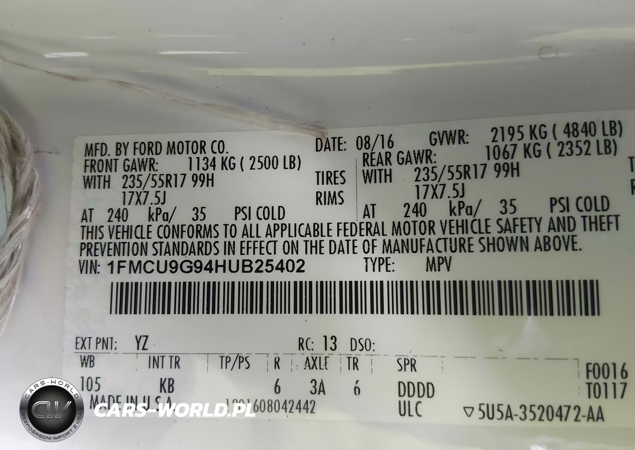 2017 Ford Escape Se VIN:1FMCU9G94HUB25402 - 9
