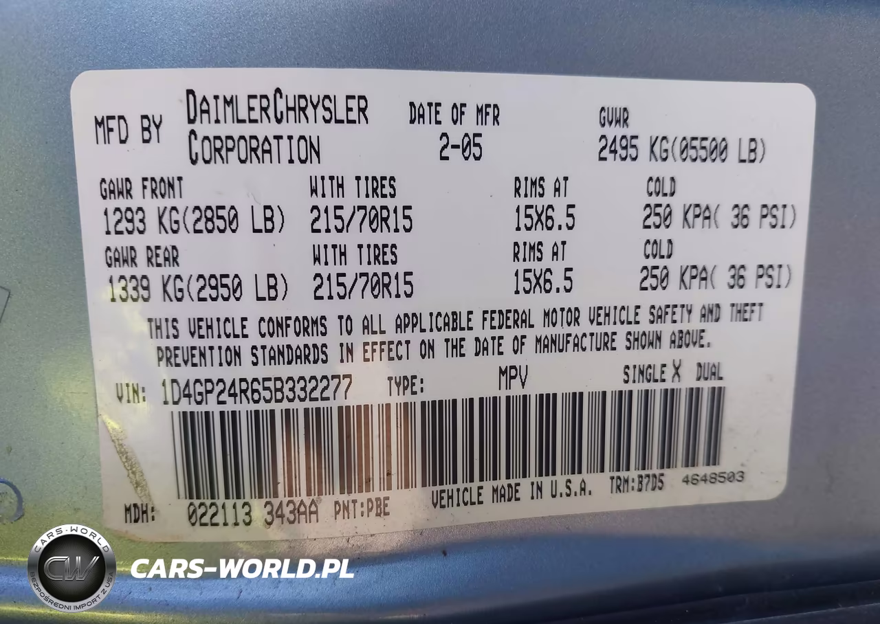2005 Dodge Grand Caravan Se VIN:1D4GP24R65B332277 - 9