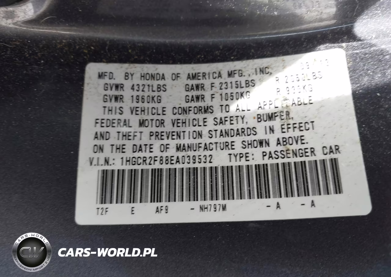 2014 Honda Accord Ex-L VIN:1HGCR2F88EA039532 - 9