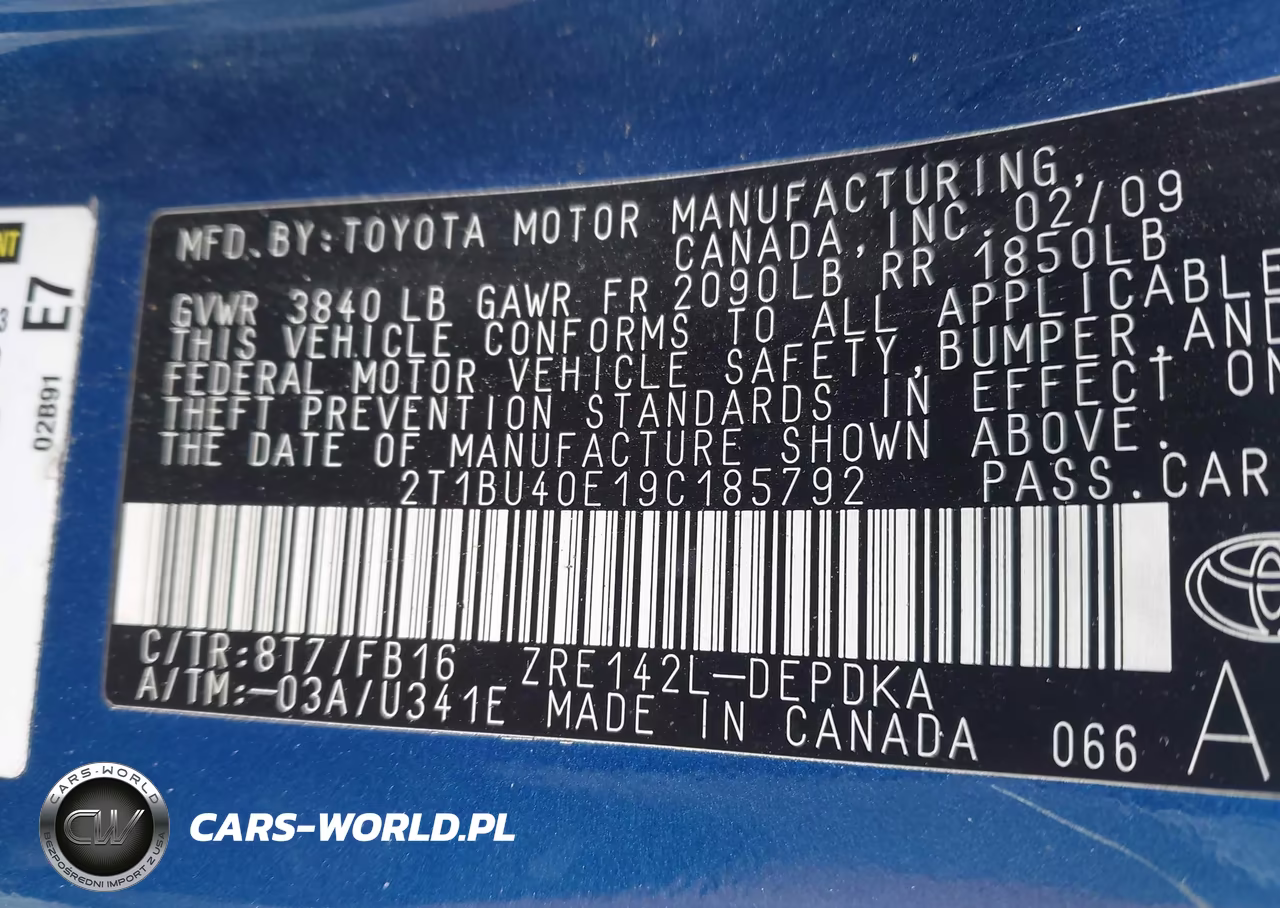 2009 Toyota Corolla Le VIN:2T1BU40E19C185792 - 9