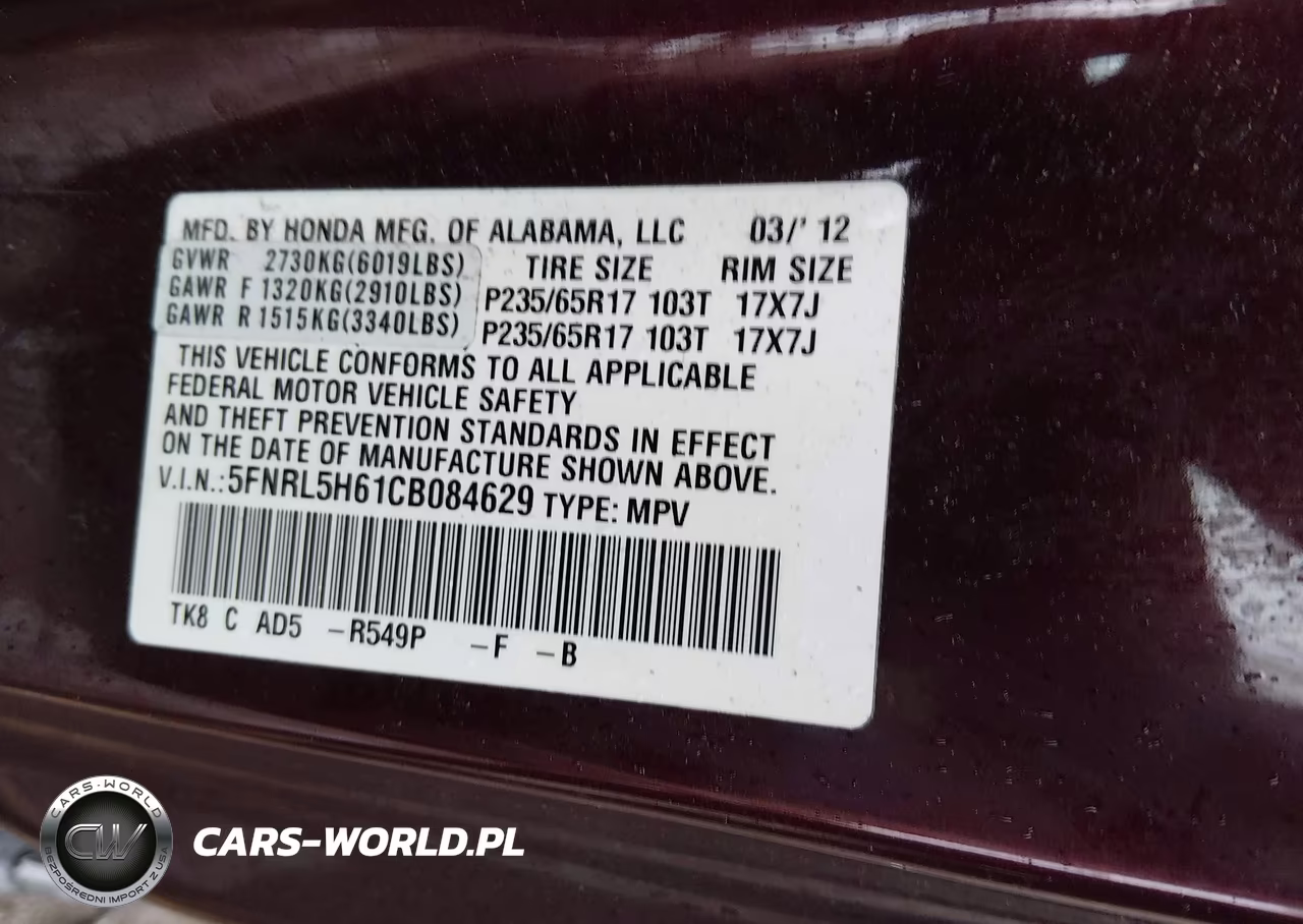2012 Honda Odyssey Ex-L VIN:5FNRL5H61CB084629 - 9