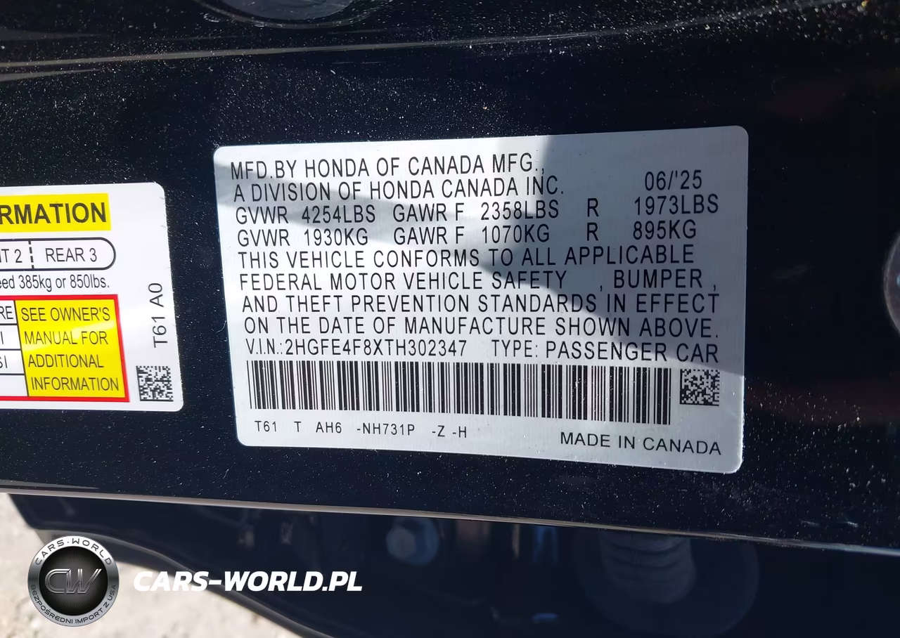 2026 Honda Civic Hybrid Sport-Sport Touring VIN:2HGFE4F8XTH302347 - 9