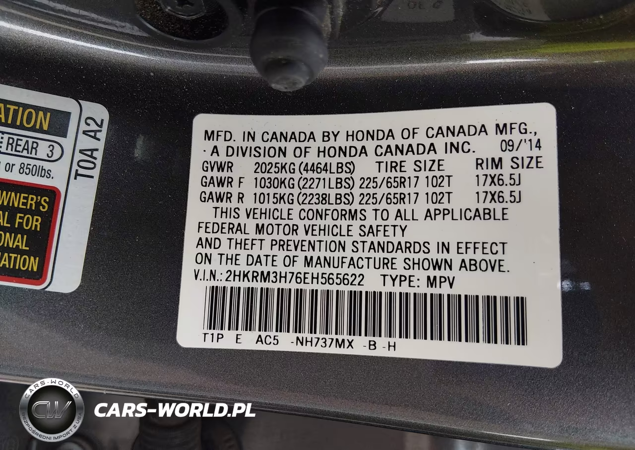 2014 Honda Cr-V Ex-L VIN:2HKRM3H76EH565622 - 9