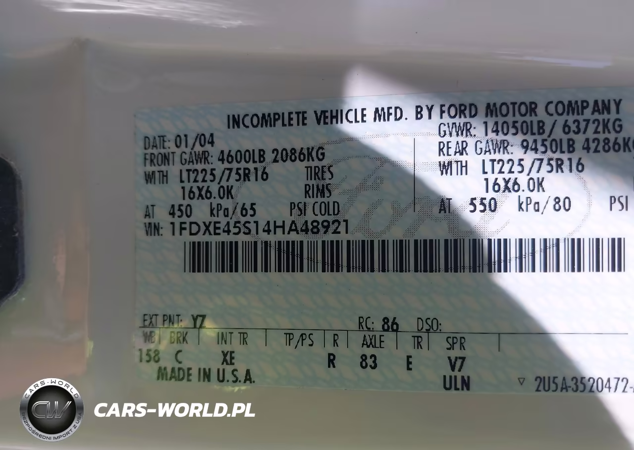 2004 Ford E-450 Cutaway Standard VIN:1FDXE45S14HA48921 - 8