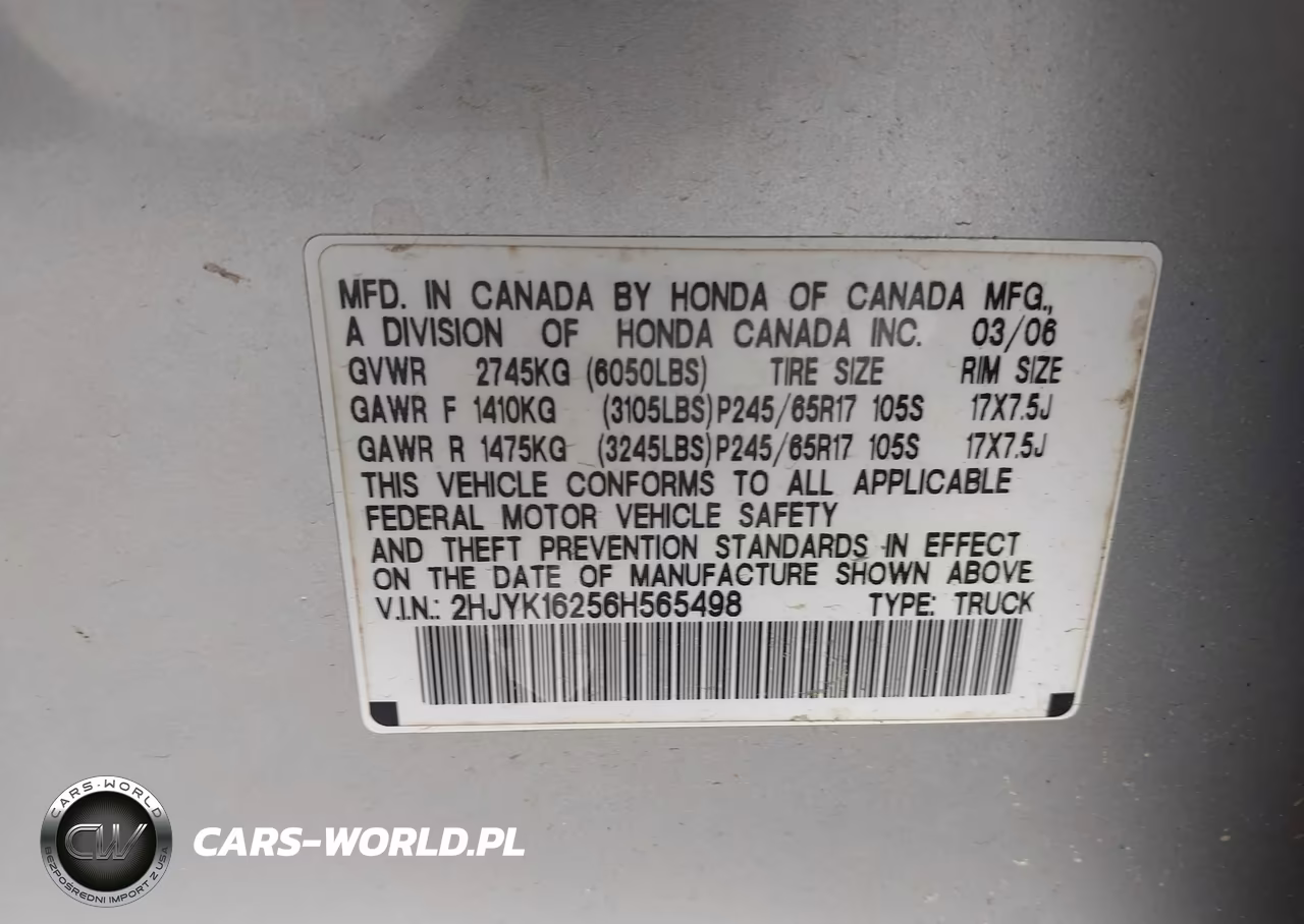 2006 Honda Ridgeline Rt VIN:2HJYK16256H565498 - 9