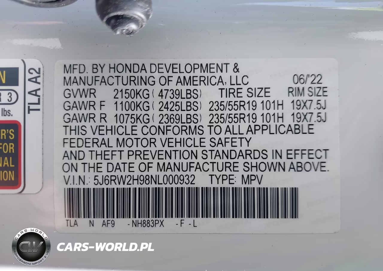 2022 Honda Cr-V Awd Touring VIN:5J6RW2H98NL000932 - 9