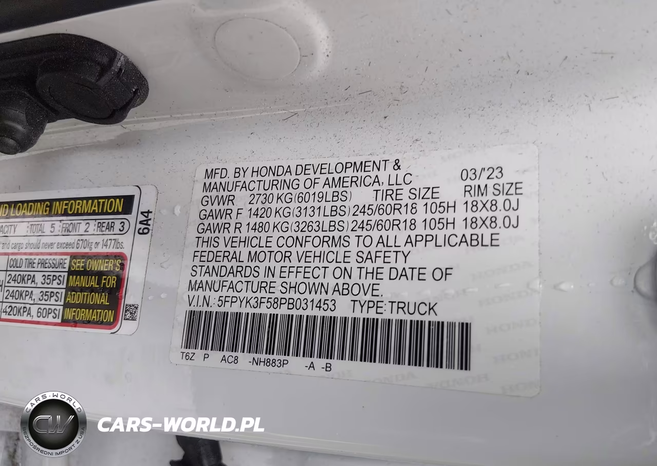 2023 Honda Ridgeline Rtl VIN:5FPYK3F58PB031453 - 9