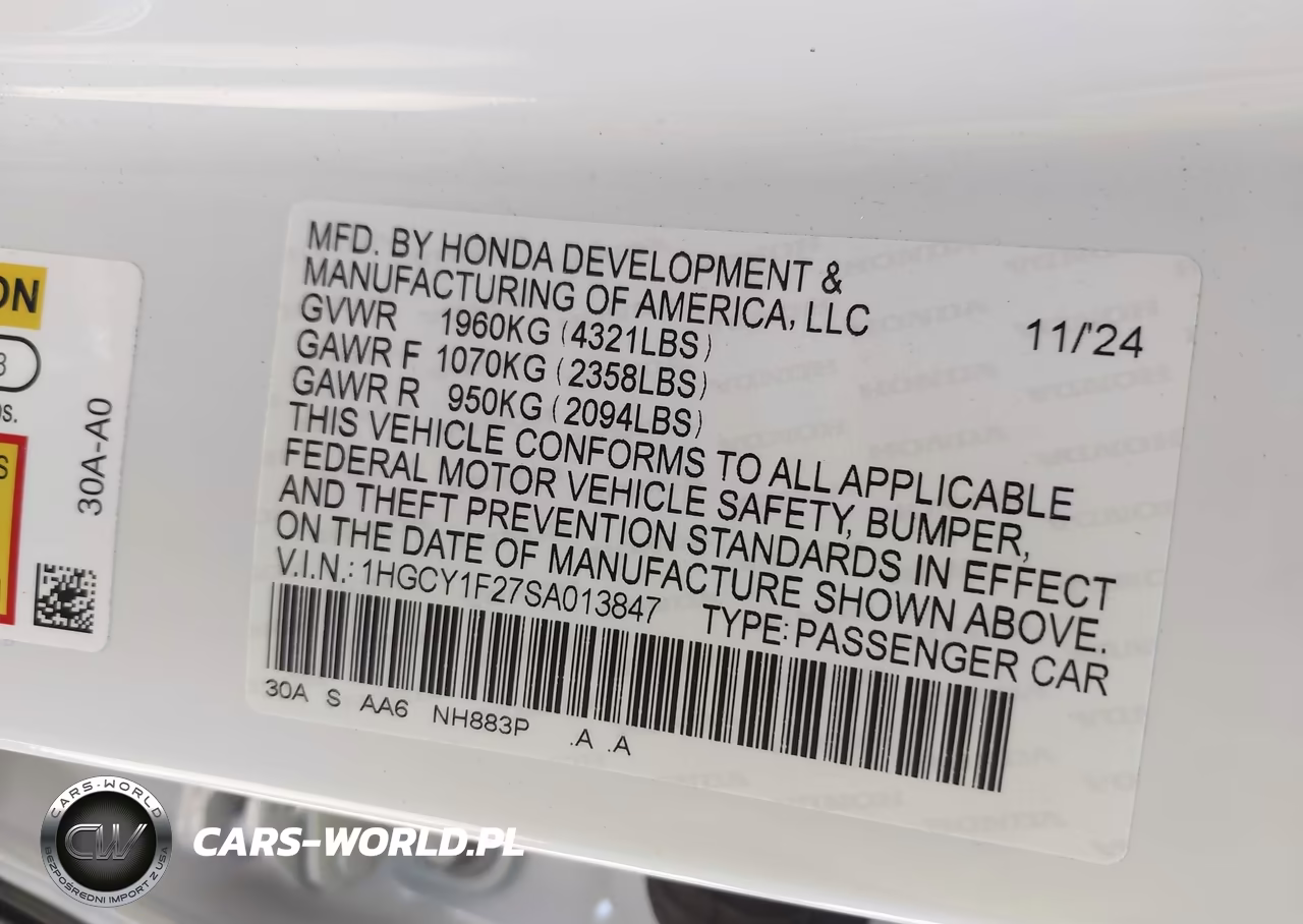 2025 Honda Accord Lx VIN:1HGCY1F27SA013847 - 9