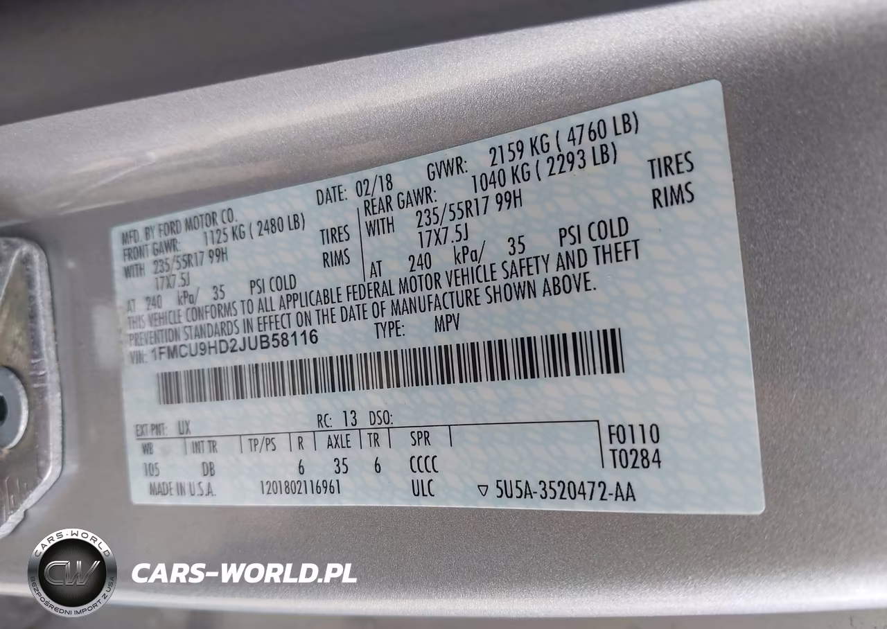 2018 Ford Escape Sel VIN:1FMCU9HD2JUB58116 - 9