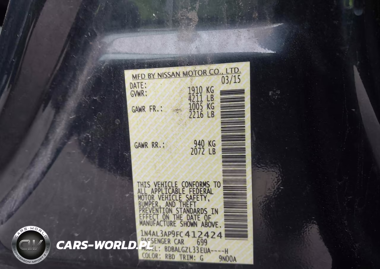 2015 Nissan Altima 2.5 S VIN:1N4AL3AP9FC412424 - 9
