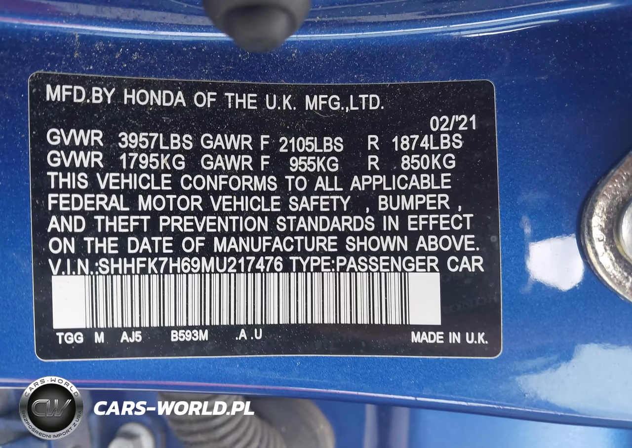 2021 Honda Civic Ex VIN:SHHFK7H69MU217476 - 9