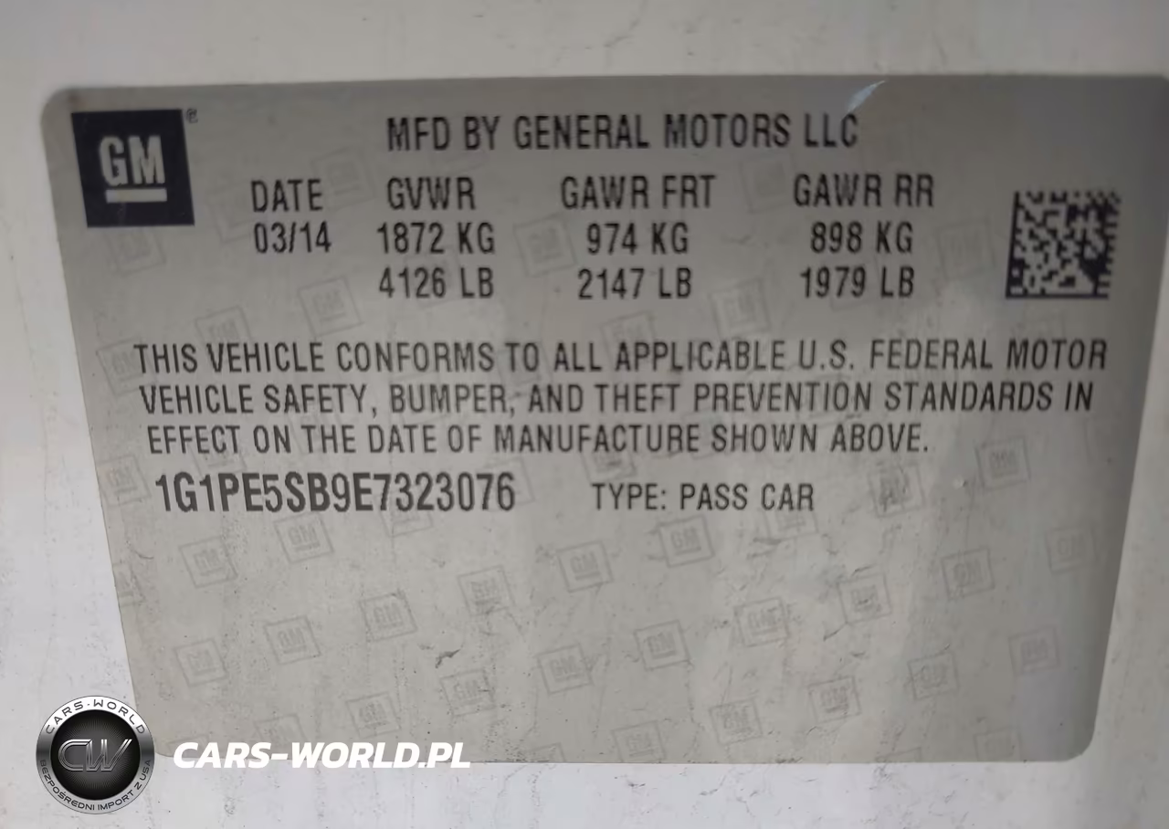 2014 Chevrolet Cruze 2Lt Auto VIN:1G1PE5SB9E7323076 - 9