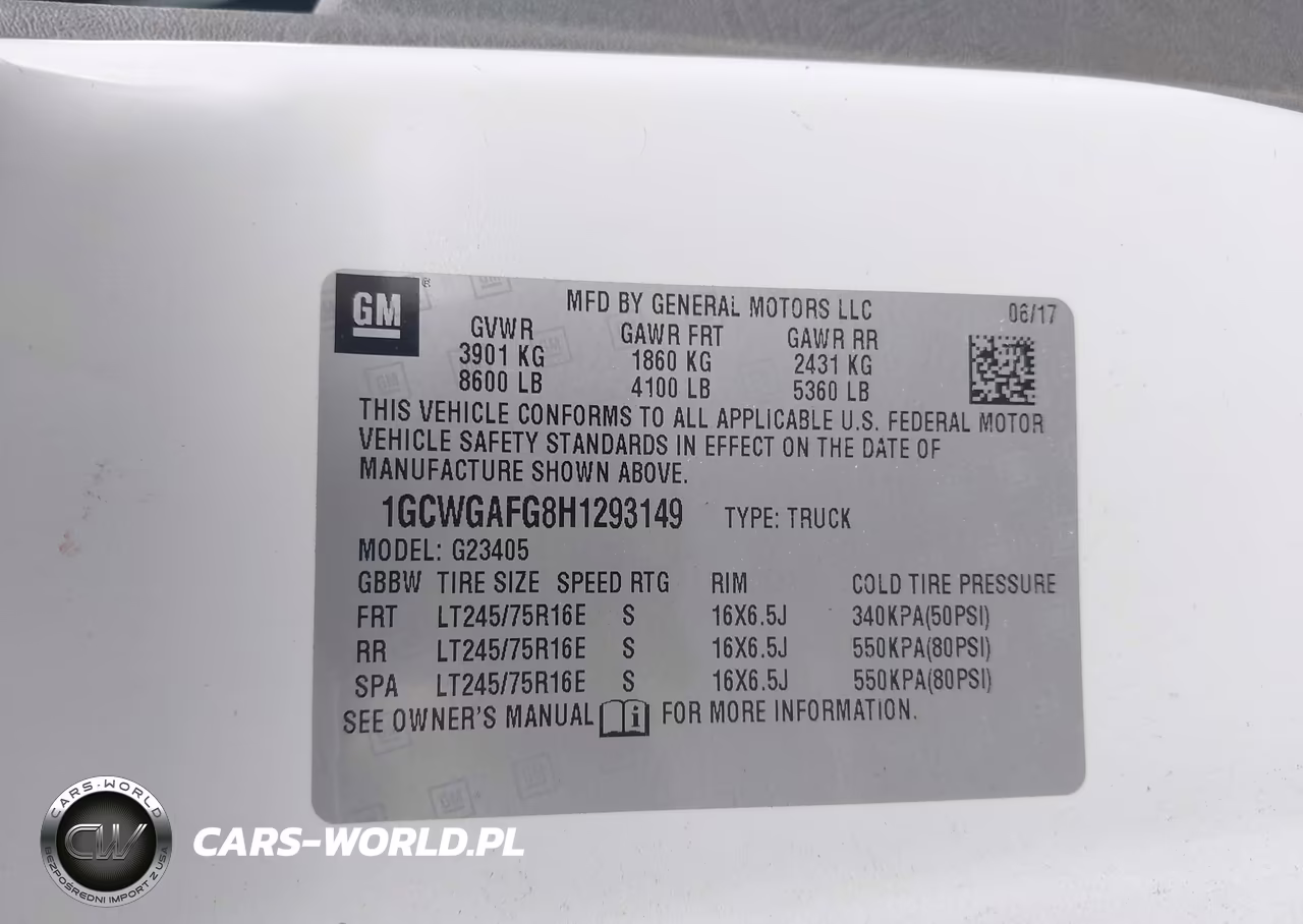 2017 Chevrolet Express 2500 Work Van VIN:1GCWGAFG8H1293149 - 9