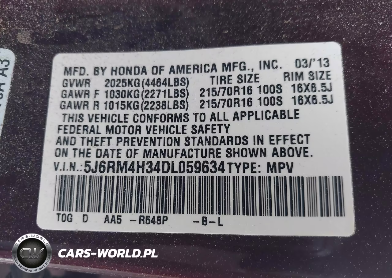 2013 Honda Cr-V Lx VIN:5J6RM4H34DL059634 - 9