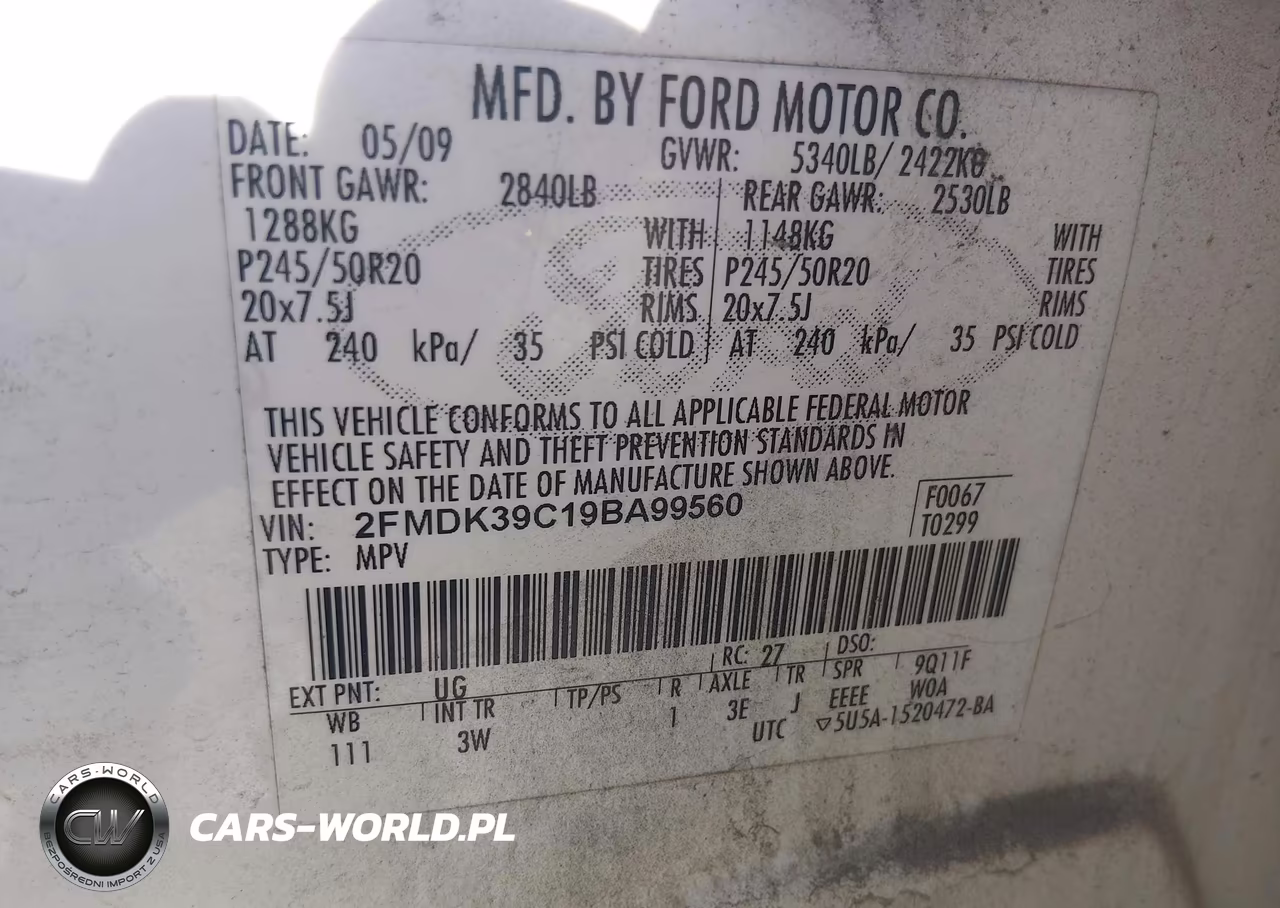 2009 Ford Edge Limited VIN:2FMDK39C19BA99560 - 9