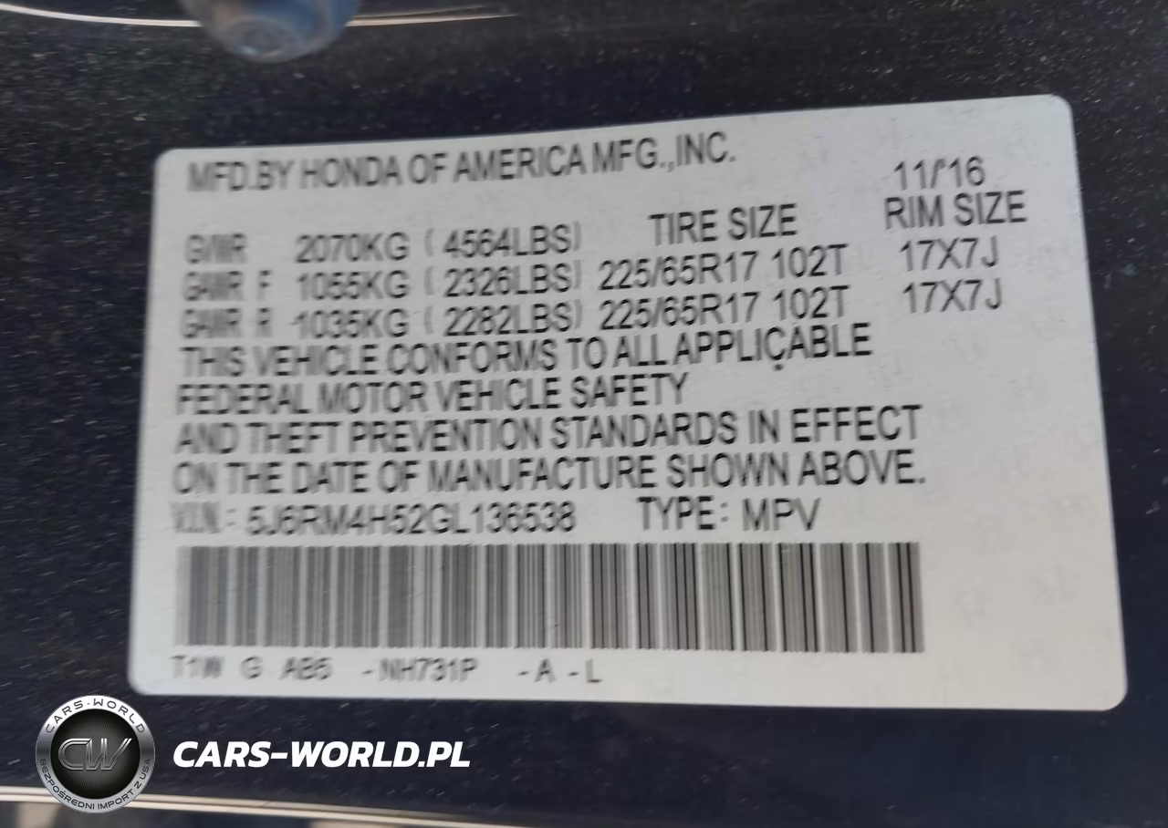 2016 Honda Cr-V Ex VIN:5J6RM4H52GL136538 - 9