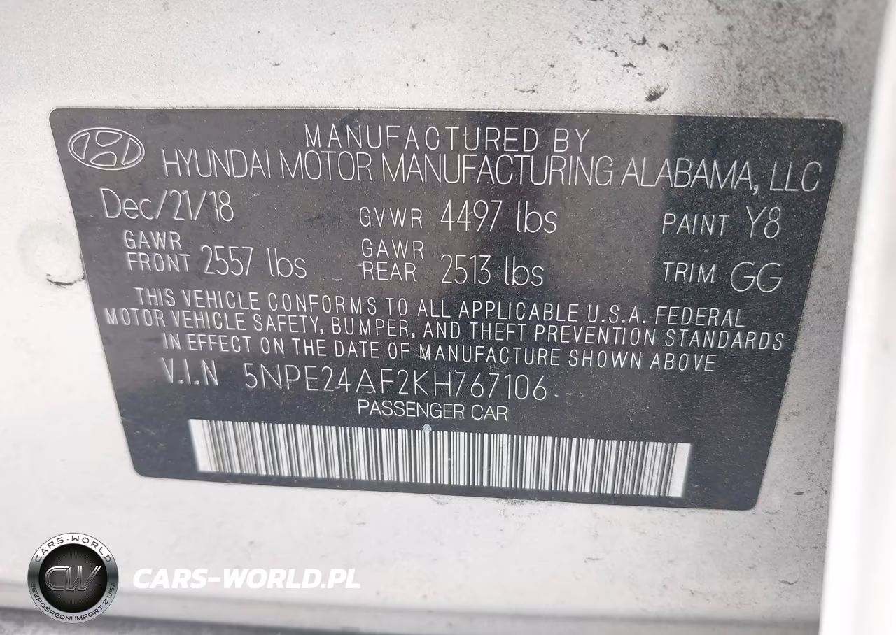 2019 Hyundai Sonata Se VIN:5NPE24AF2KH767106 - 9