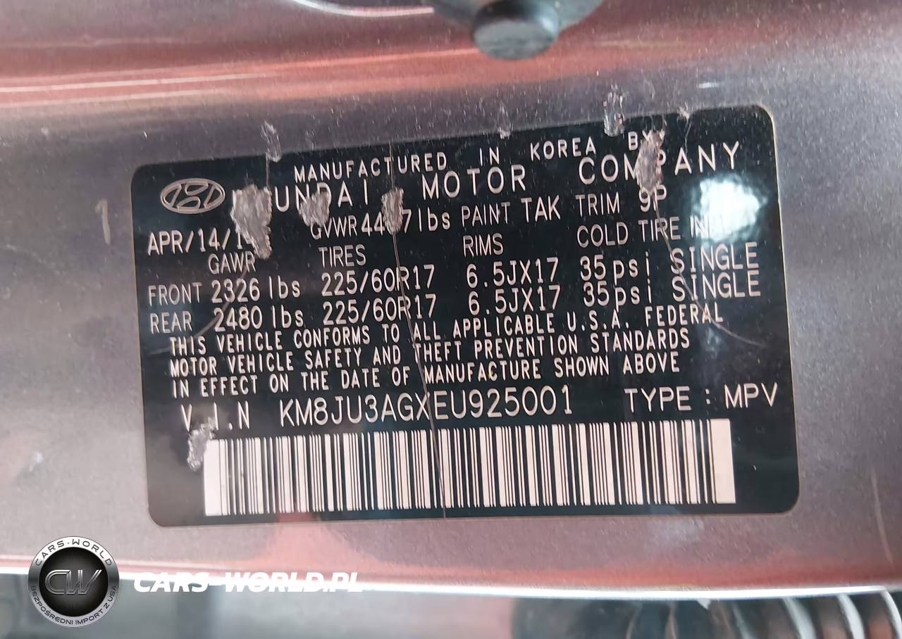2014 Hyundai Tucson Se VIN:KM8JU3AGXEU925001 - 9