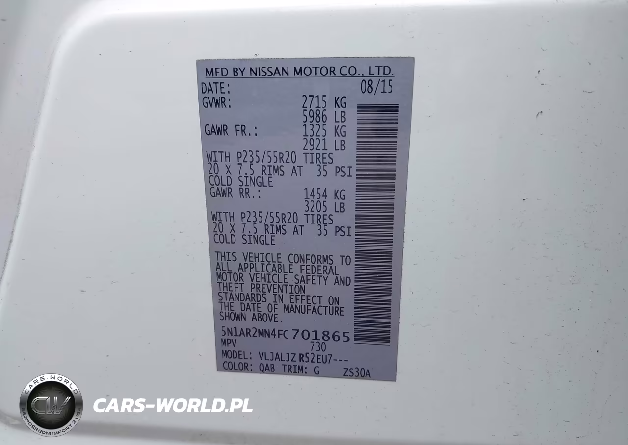 2015 Nissan Pathfinder Platinum VIN:5N1AR2MN4FC701865 - 9