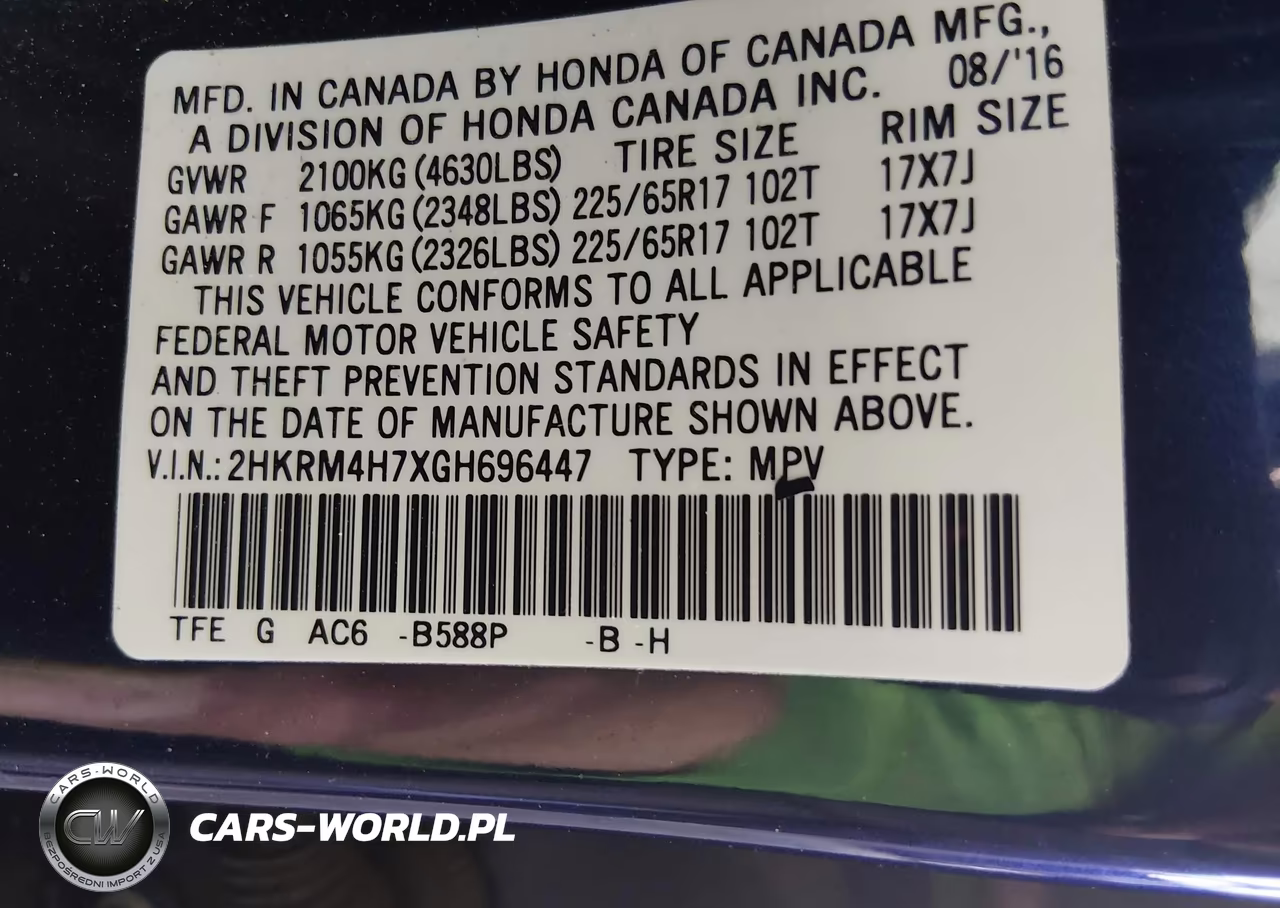 2016 Honda Cr-V Ex-L VIN:2HKRM4H7XGH696447 - 9