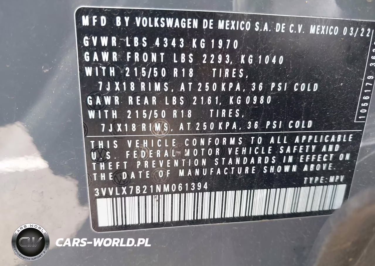 2022 Volkswagen Taos 1.5T Se VIN:3VVLX7B21NM061394 - 9
