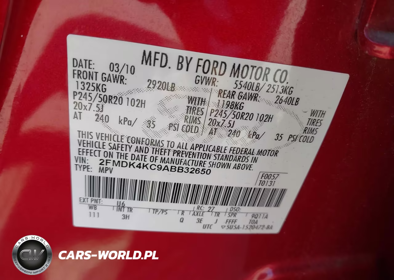 2010 Ford Edge Limited VIN:2FMDK4KC9ABB32650 - 9