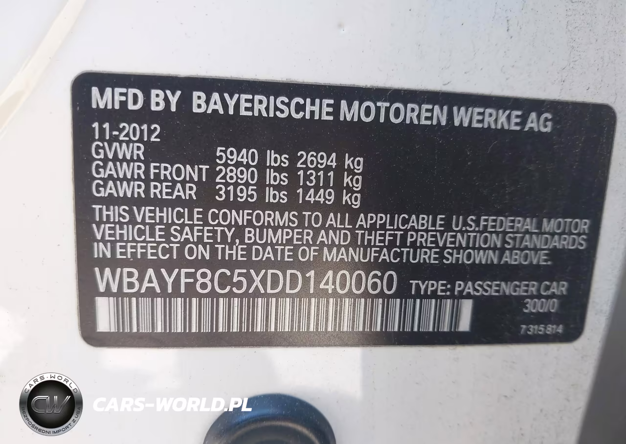 2013 BMW 750Li xDrive VIN:WBAYF8C5XDD140060 - 9