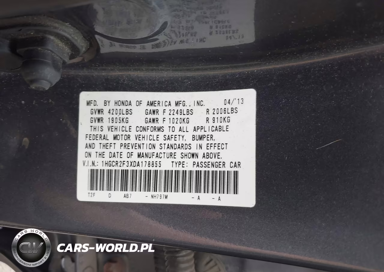 2013 Honda Accord Lx VIN:1HGCR2F3XDA178855 - 9