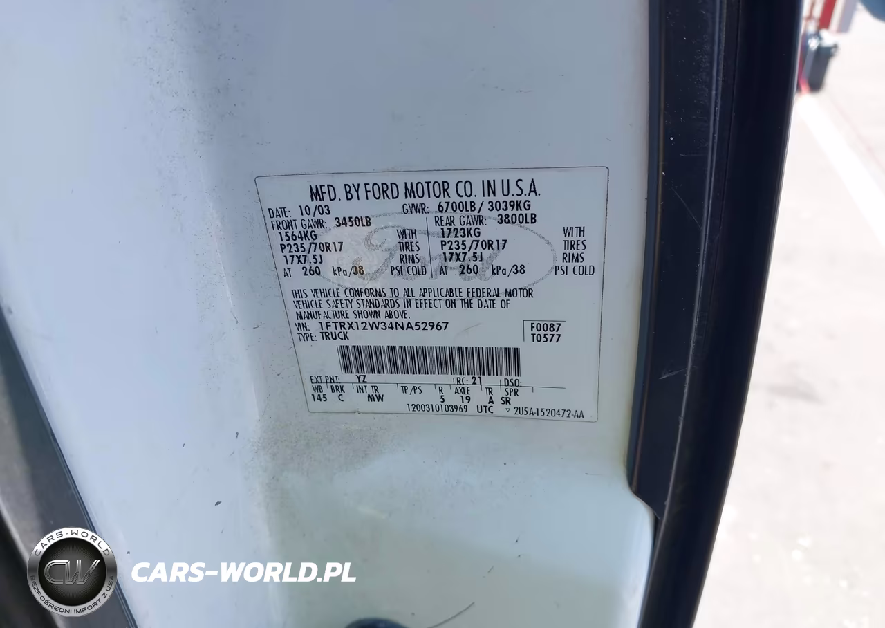 2004 Ford F-150 Stx-Xl-Xlt VIN:1FTRX12W34NA52967 - 9