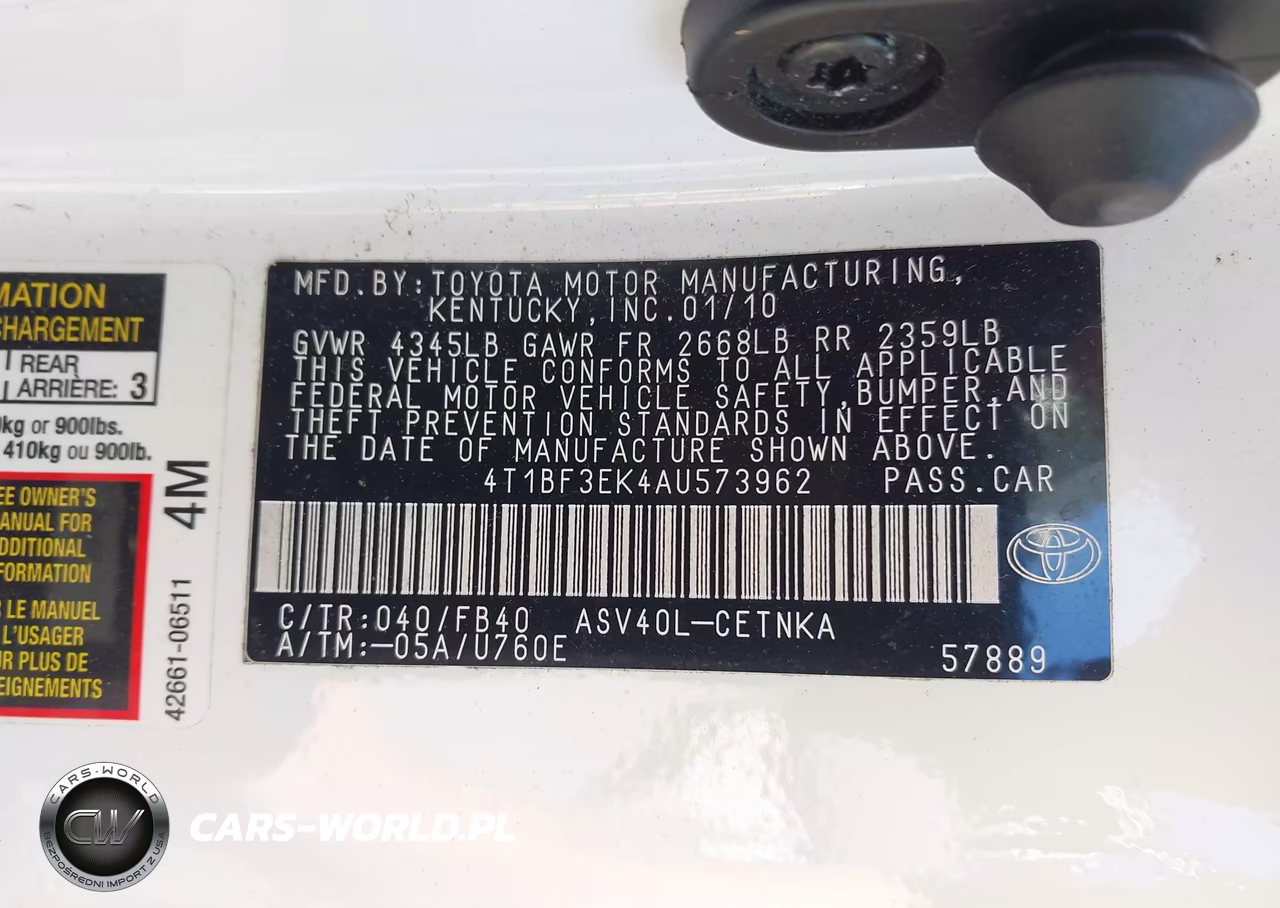 2010 Toyota Camry Le VIN:4T1BF3EK4AU573962 - 9