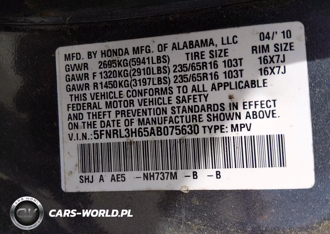 2010 Honda Odyssey Ex-L VIN:5FNRL3H65AB075630 - 9