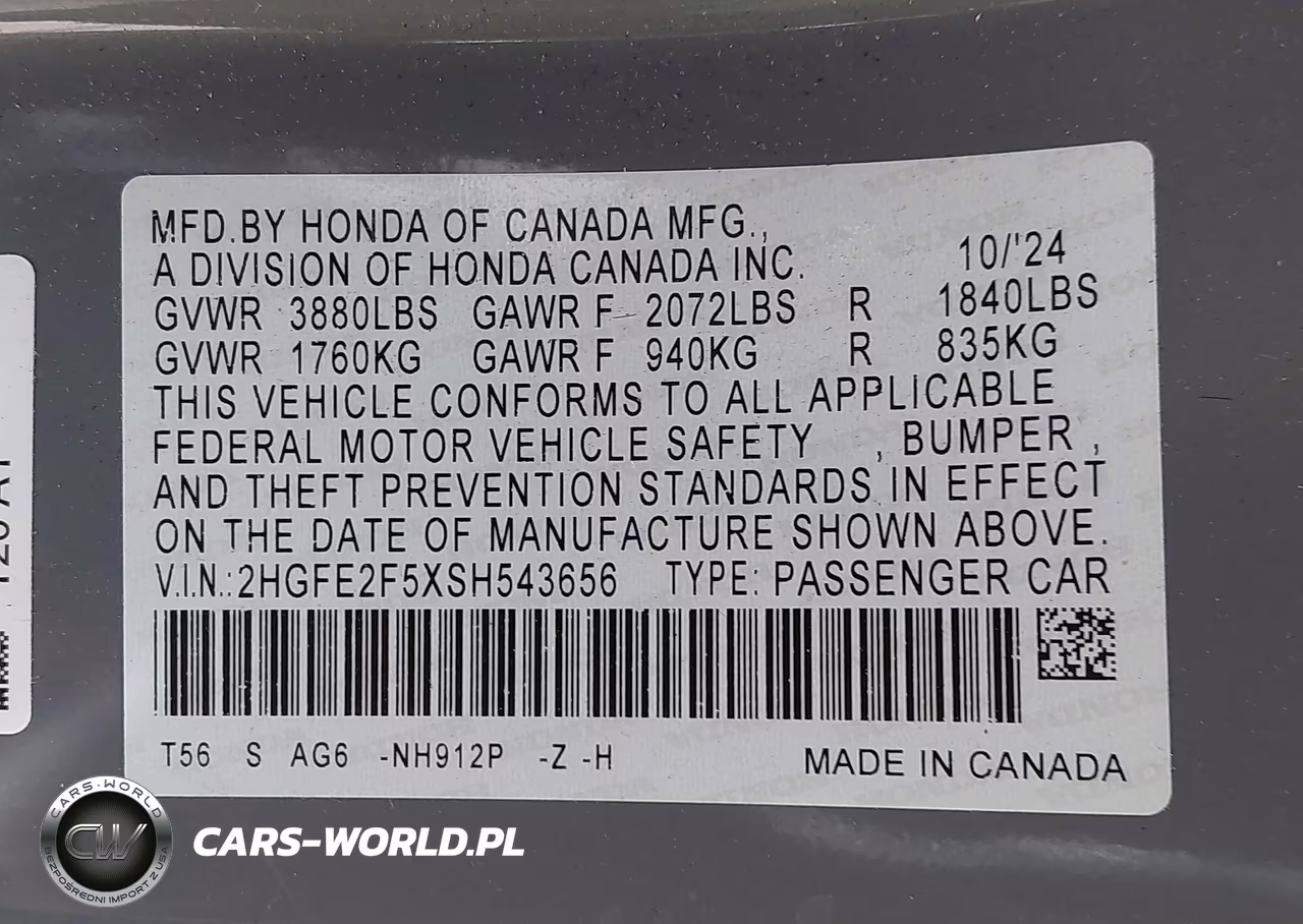 2025 Honda Civic Sport VIN:2HGFE2F5XSH543656 - 9