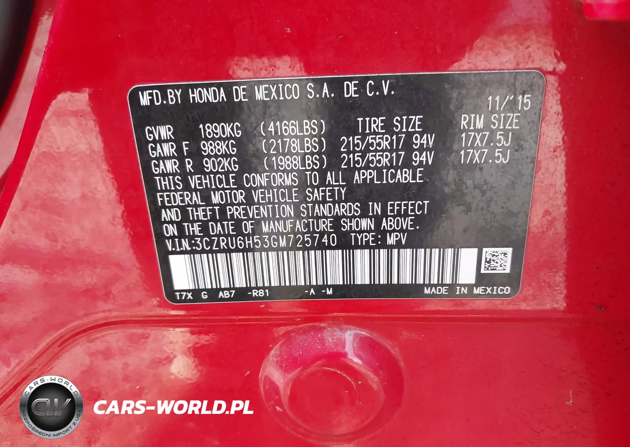 2016 Honda Hr-V Ex VIN:3CZRU6H53GM725740 - 9