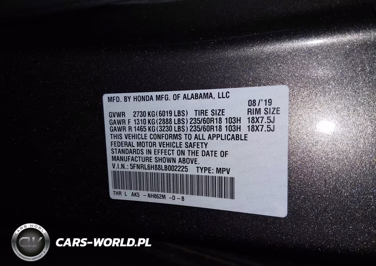 2020 Honda Odyssey Touring VIN:5FNRL6H88LB002225 - 9