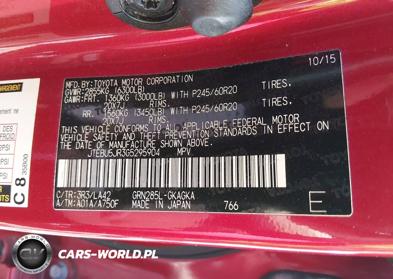 2016 Toyota 4Runner Limited VIN:JTEBU5JR3G5295904 - 9