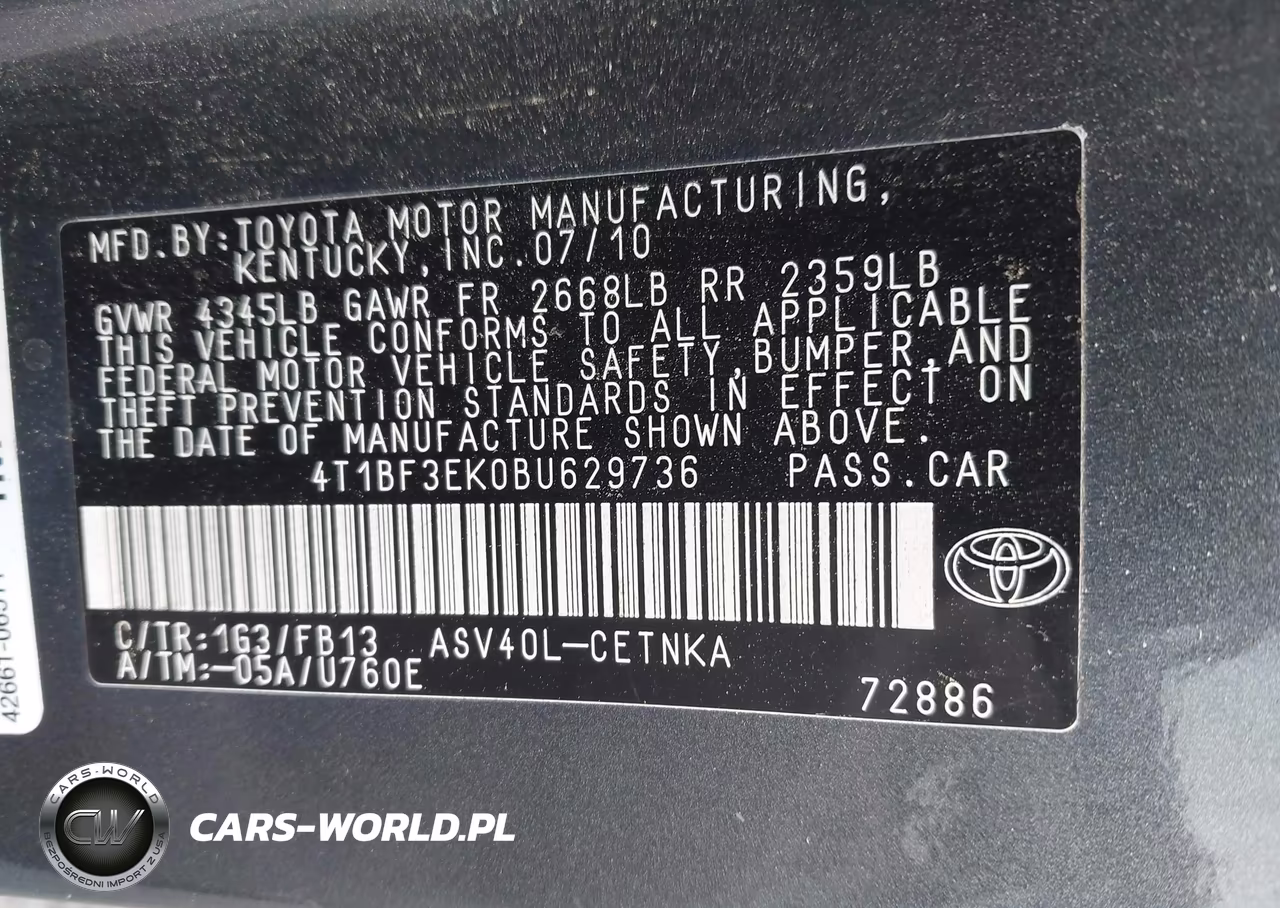2011 Toyota Camry Le VIN:4T1BF3EK0BU629736 - 9