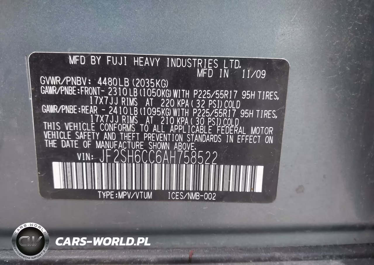 2010 Subaru Forester 2.5X Premium VIN:JF2SH6CC6AH758522 - 9