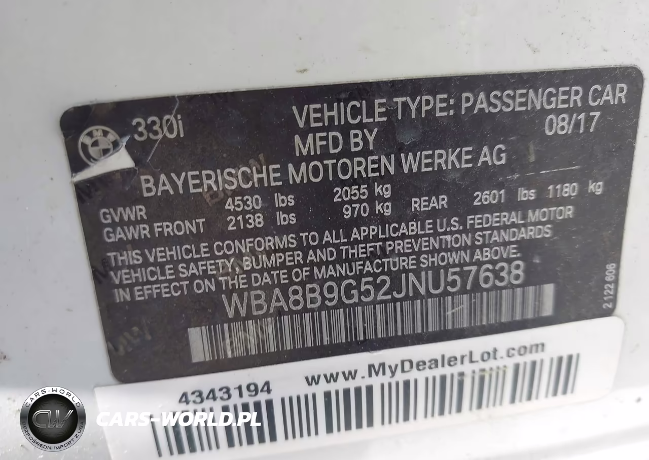 2018 BMW 330I VIN:WBA8B9G52JNU57638 - 9