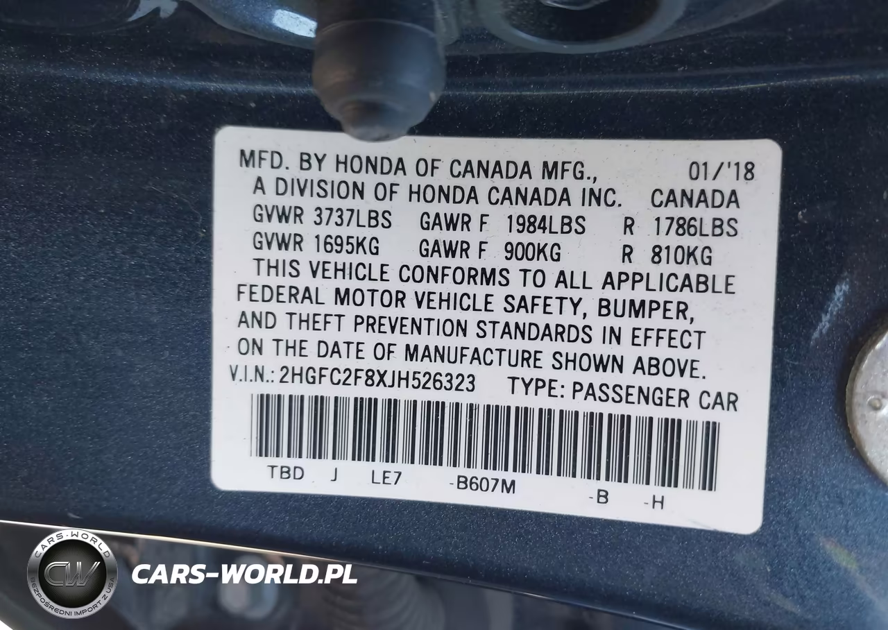 2018 Honda Civic Ex VIN:2HGFC2F8XJH526323 - 9