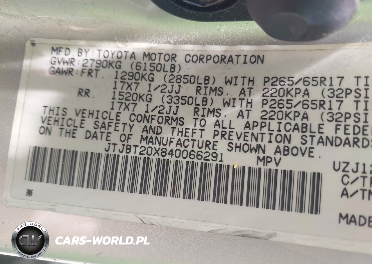 2004 Lexus Gx 470 VIN:JTJBT20X840066291 - 9