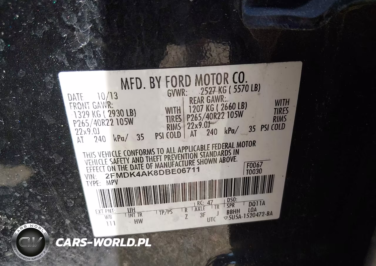 2013 Ford Edge Sport VIN:2FMDK4AK8DBE06711 - 9