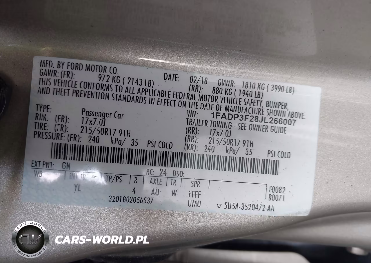 2018 Ford Focus Se VIN:1FADP3F28JL266007 - 9