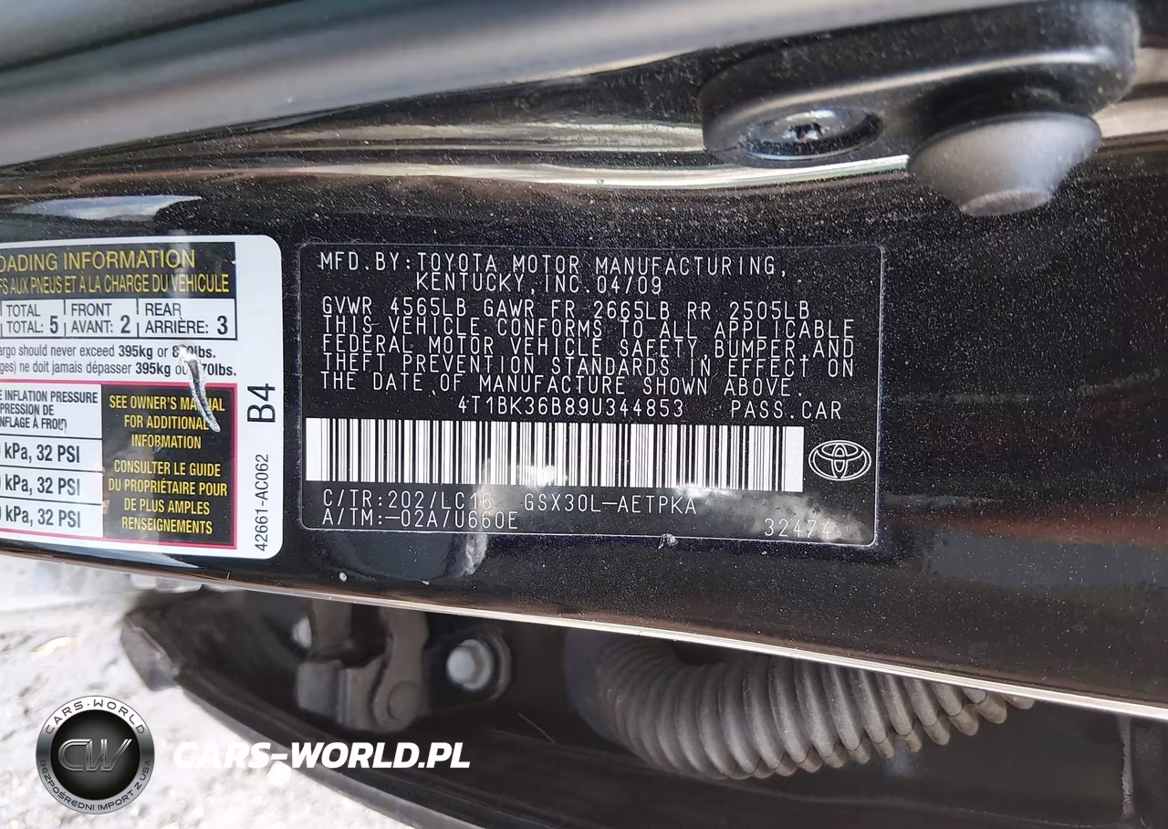 2009 Toyota Avalon Limited VIN:4T1BK36B89U344853 - 9
