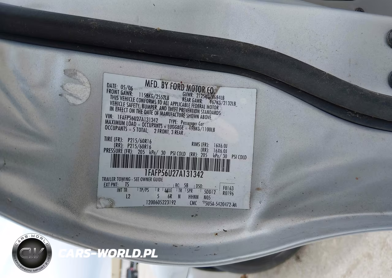 2007 Ford Taurus Sel VIN:1FAFP56U27A131342 - 9
