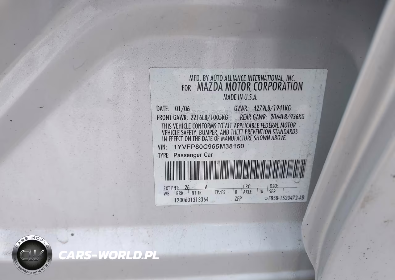 2006 Mazda Mazda6 I VIN:1YVFP80C965M38150 - 9