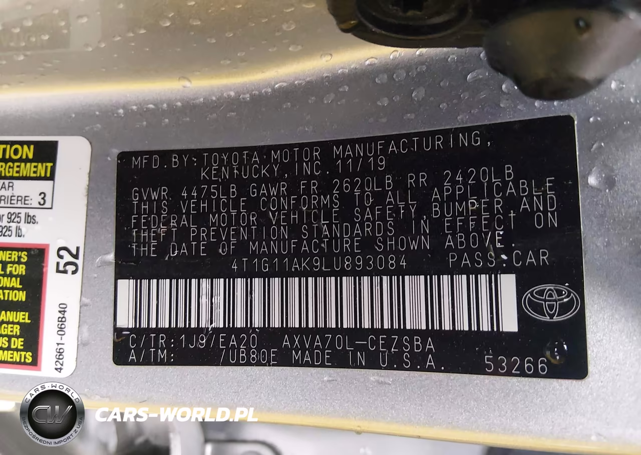 2020 Toyota Camry Se VIN:4T1G11AK9LU893084 - 9